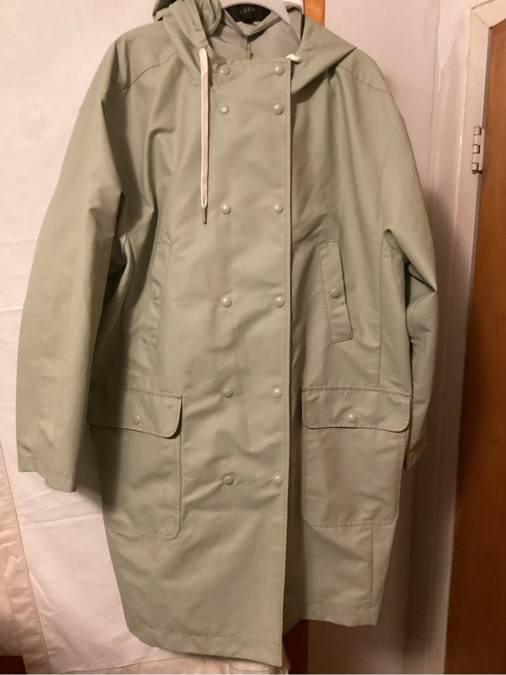 J.Crew Sage double breasted rain coat with hood SZ XL - Picture 3 of 12